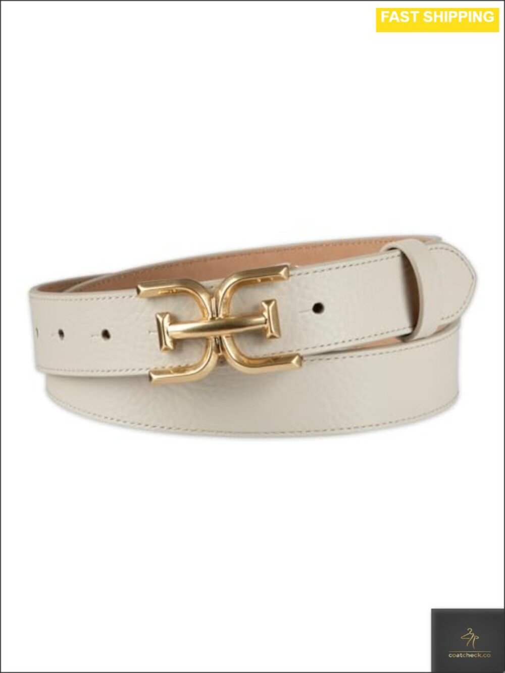 Double-E Logo Plaque Buckle Slim Textured Belt for Jeans Dresses